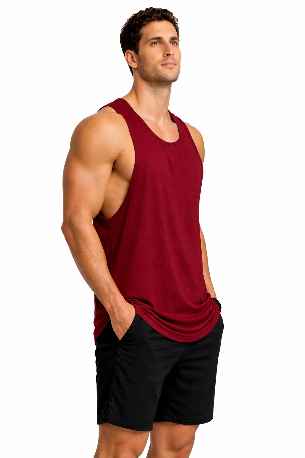 Bamboo Fabric Gen Z Oversize Gym Vest for Men - Maroon