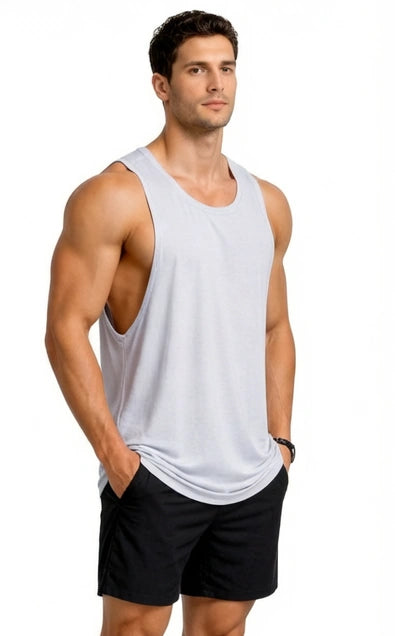 Bamboo Fabric Gen Z Oversize Gym Vest for Men - Gray