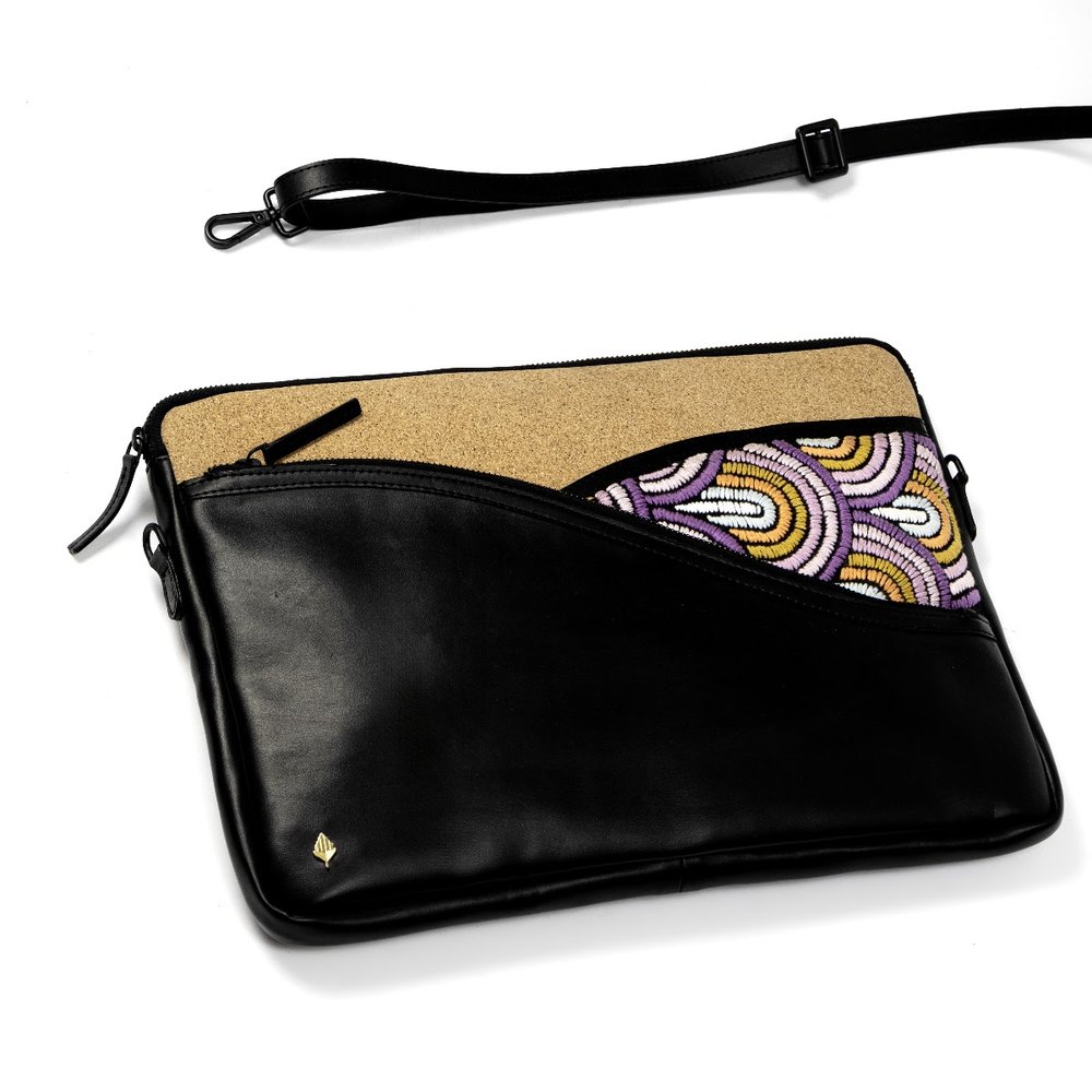 Acacia Laptop Sleeve - Black, Tan & Multicolor