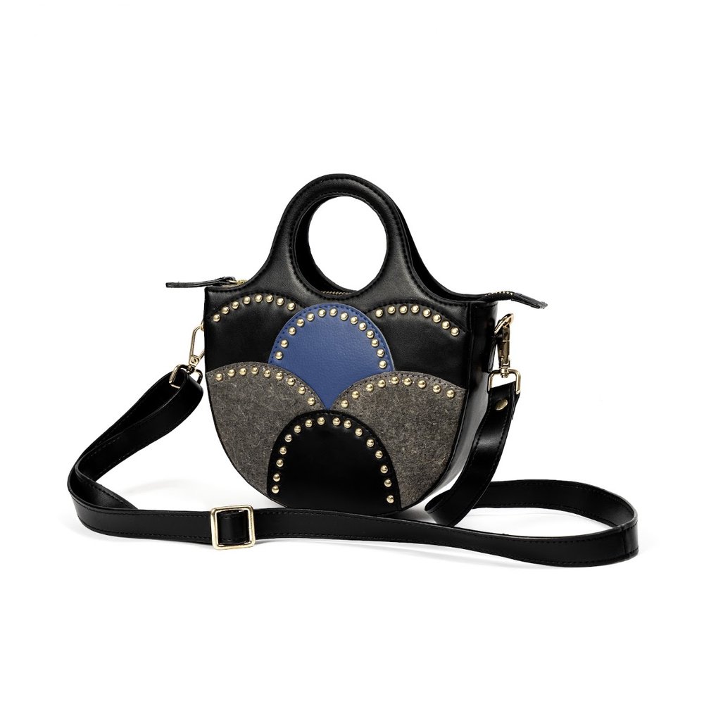 Savannah Vegan Leather Sling - Black & Blue