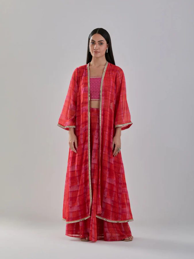 Gerua Georgette Sharara Set With Cape