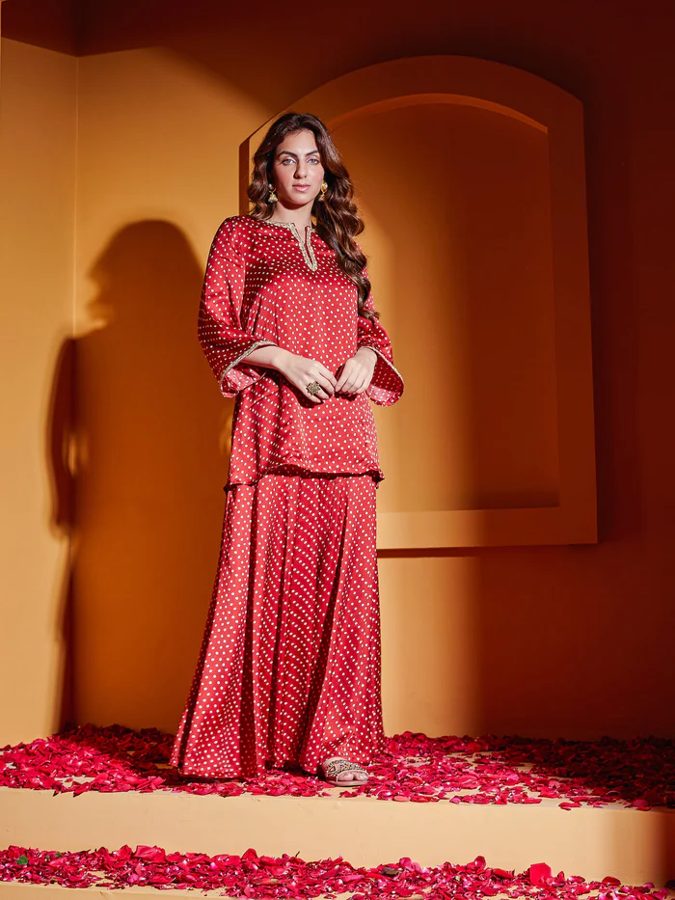 Rhubarb Print Sharara Set