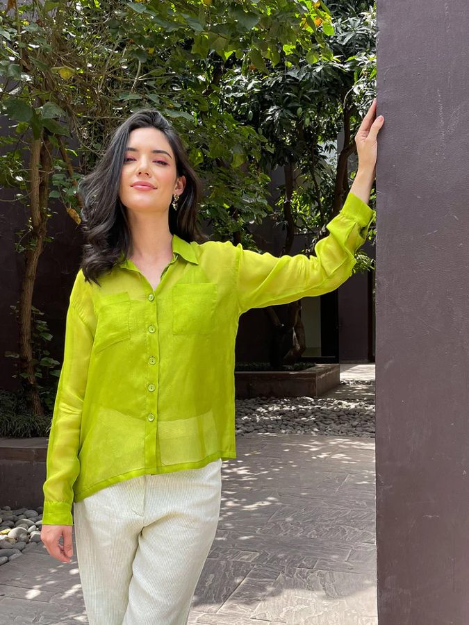 Lime Green Organza Shirt