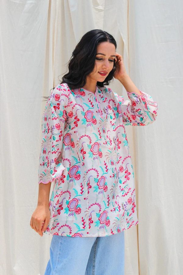 Ivory Floral Chanderi Kurta