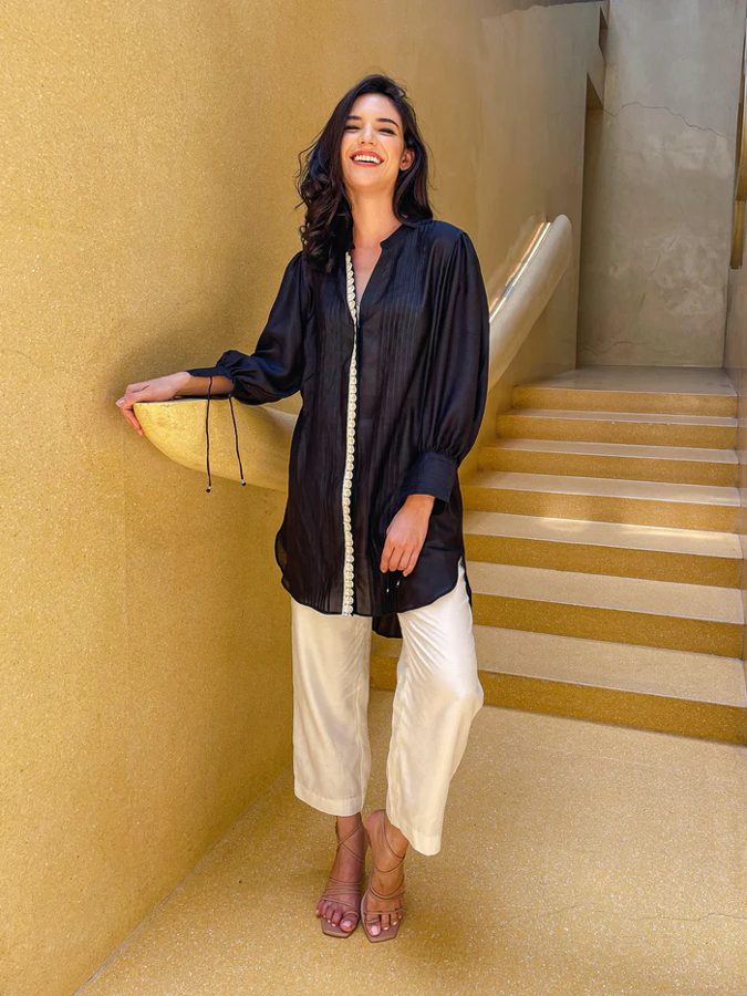 Black Pintuck Kurta