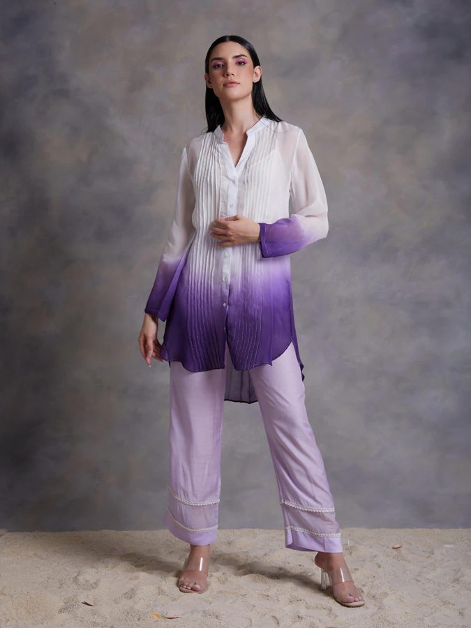 Purple Ombre Pintuck Kurta