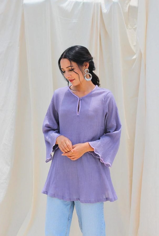 Purple Pastel Malmal Cotton Kurta