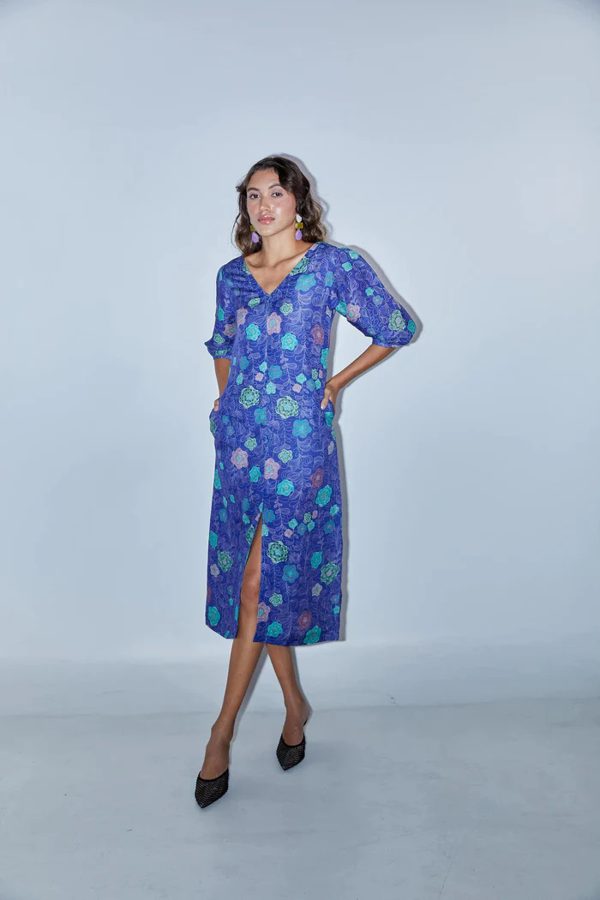 Violet Blossom Midi Dress