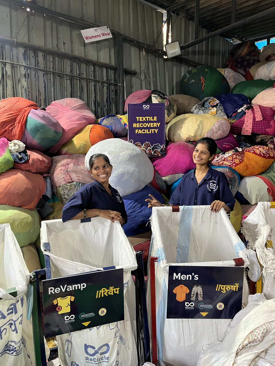 Safai Saathis sorting textiles at ReCircle's Textile Recovery Facility